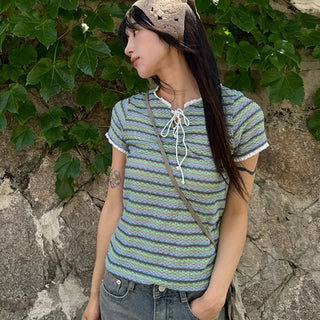 Mary Lace Knit Short Sleeve