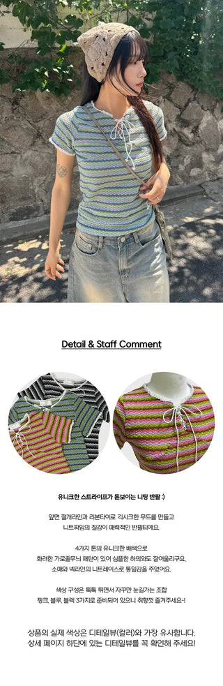 Mary Lace Knit Short Sleeve