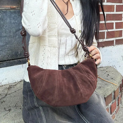 Core Suede Croissant Crossbody Bag