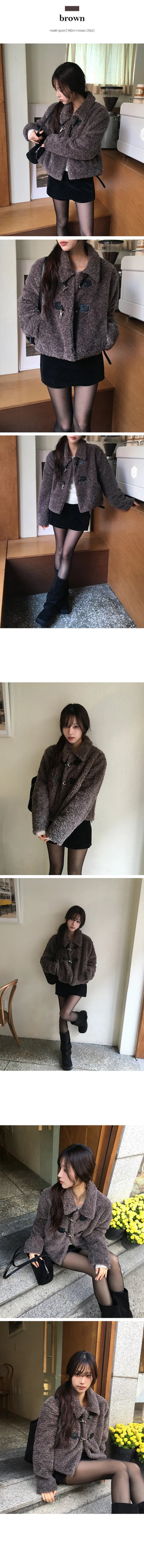 Tomo Buckle Tteokbokki Short Fur Jacket