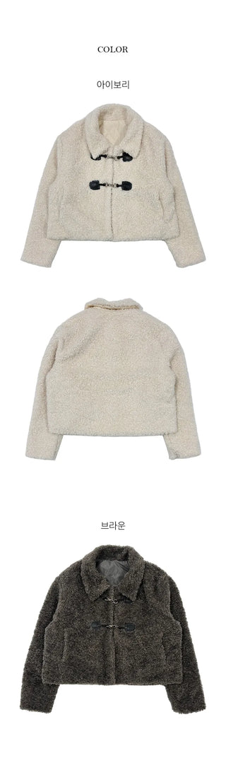 Tomo Buckle Tteokbokki Short Fur Jacket