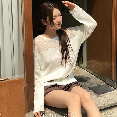 His Round Loose Fit Mesh Knit
