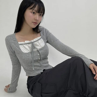 Balletcore Layered Ribbon Shirring T Shirt