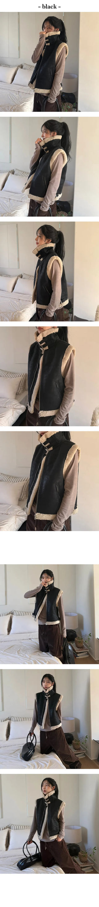 Meti high neck vest fur lining Mustang