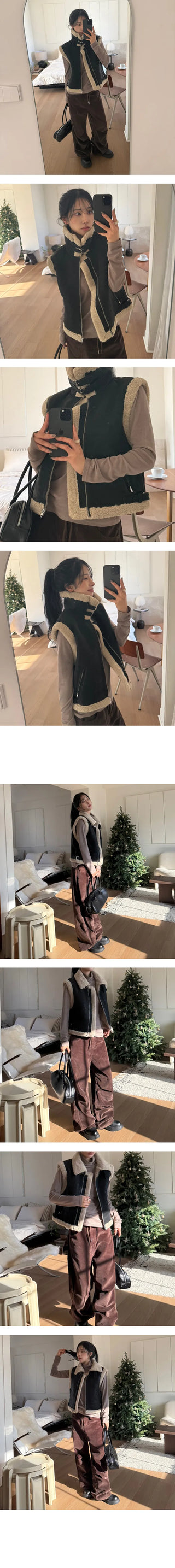 Meti high neck vest fur lining Mustang