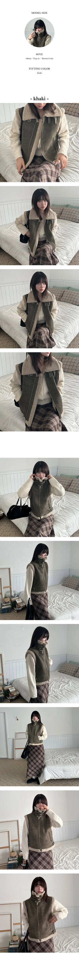 Meti high neck vest fur lining Mustang