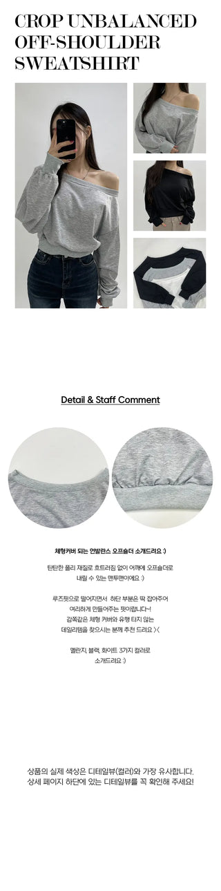 Crop Unbalanced Off Shoulder Man to Man