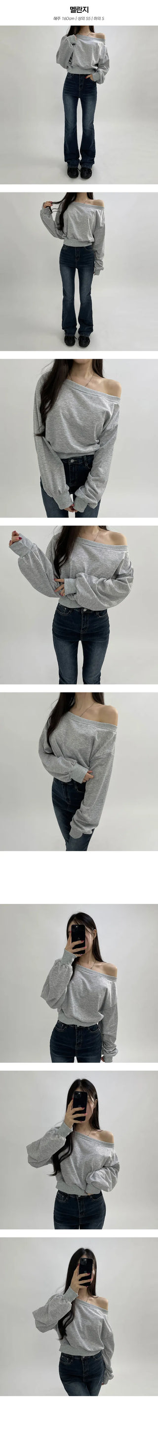 Crop Unbalanced Off Shoulder Man to Man