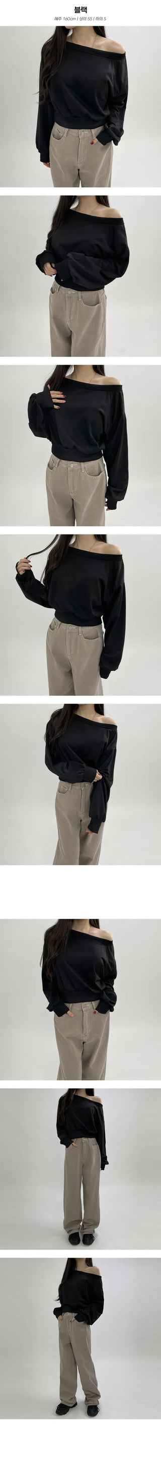 Crop Unbalanced Off Shoulder Man to Man