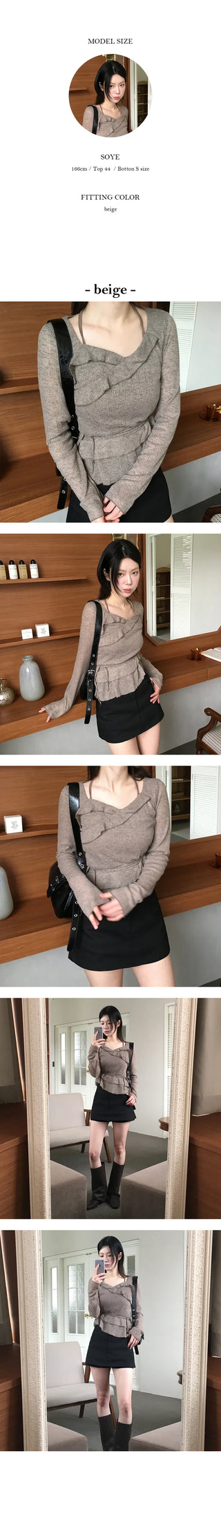 Slin Halter Neck Frill Long Sleeve