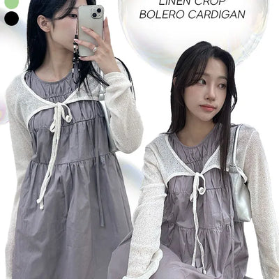 Linen Crop Bolero Cardigan