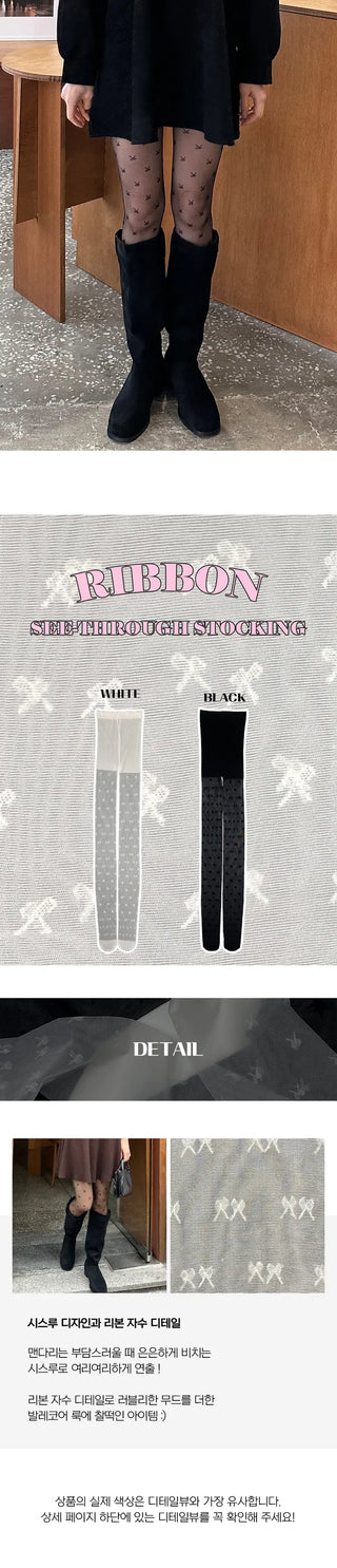 Ribbon see through stockings