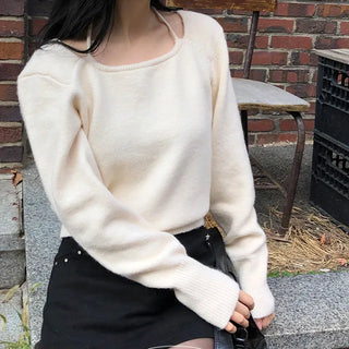 Crepe square neck halter bolero knit