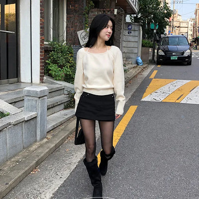 Crepe square neck halter bolero knit