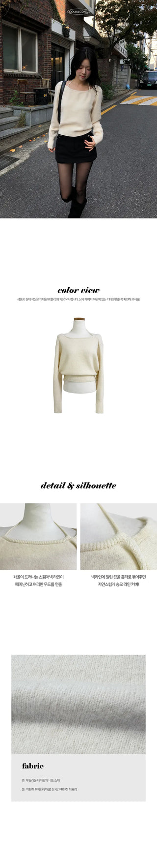 Crepe square neck halter bolero knit