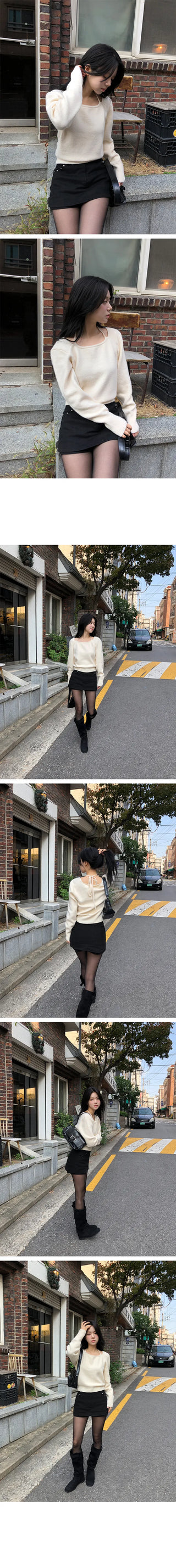 Crepe square neck halter bolero knit