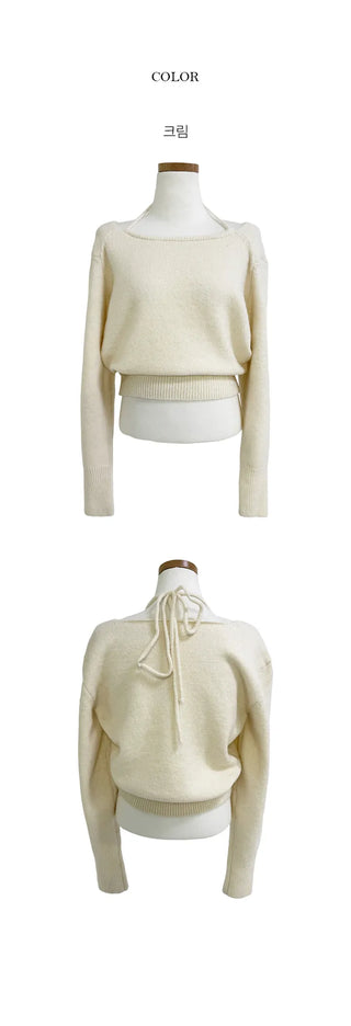 Crepe square neck halter bolero knit