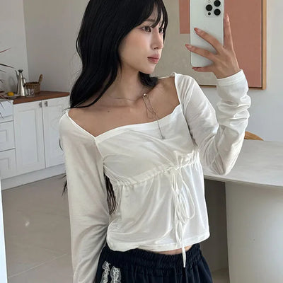 Rio Square Satin Long Sleeve T Shirt