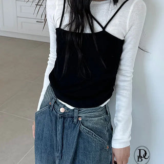Wabe String Golji Layered Knit T Shirt