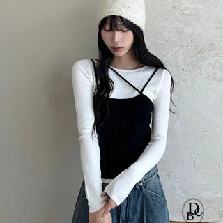 Wabe String Golji Layered Knit T Shirt