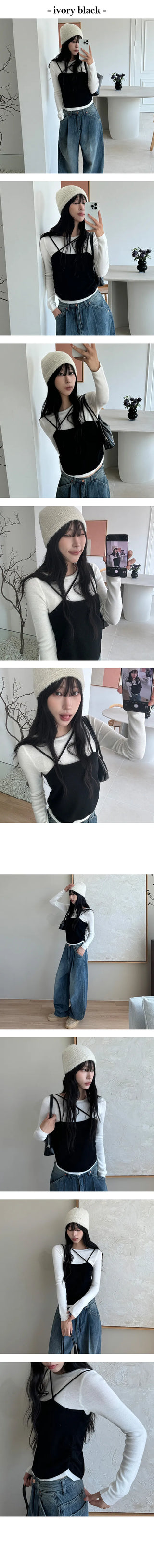 Wabe String Golji Layered Knit T Shirt