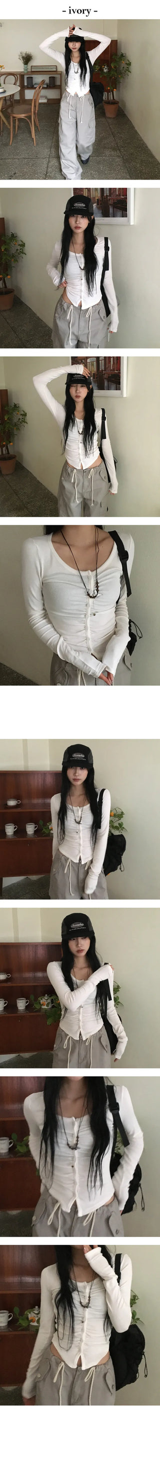 Say Shirring Tencel Cardigan