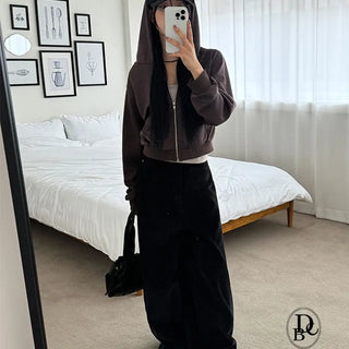 Canar Stripe Hooded Crop Zip Up