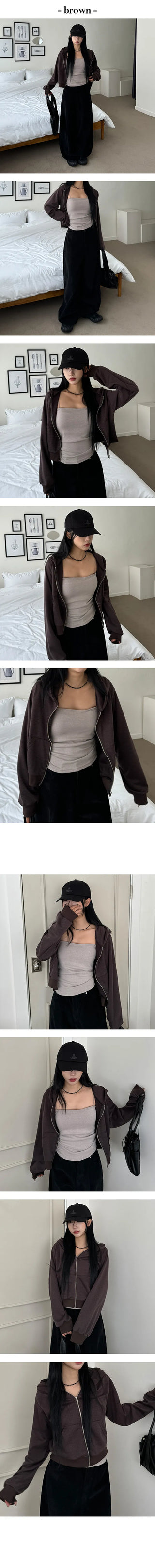 Canar Stripe Hooded Crop Zip Up