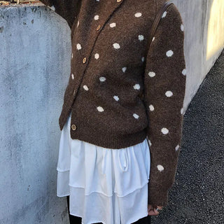 Peekaboo Dot Round Knit Cardigan