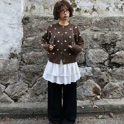 Peekaboo Dot Round Knit Cardigan