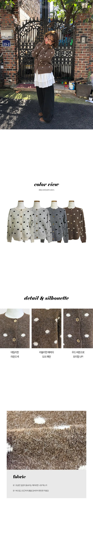 Peekaboo Dot Round Knit Cardigan