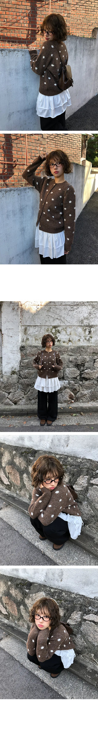 Peekaboo Dot Round Knit Cardigan