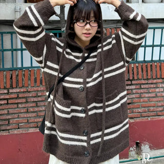 Barely Dangara Loose Fit Long Hooded Cardigan