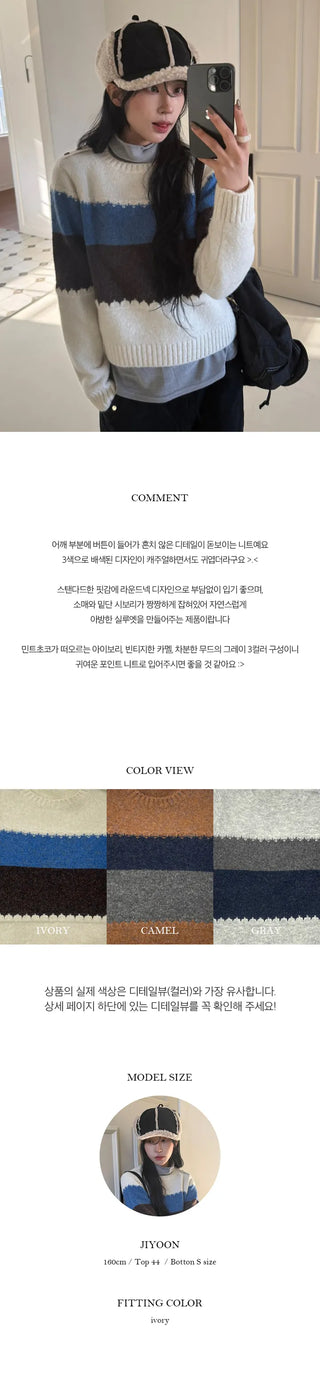 Side Button Point Single breasted Knit