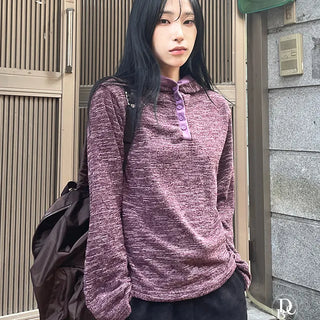 Rev Button Hooded T Shirt