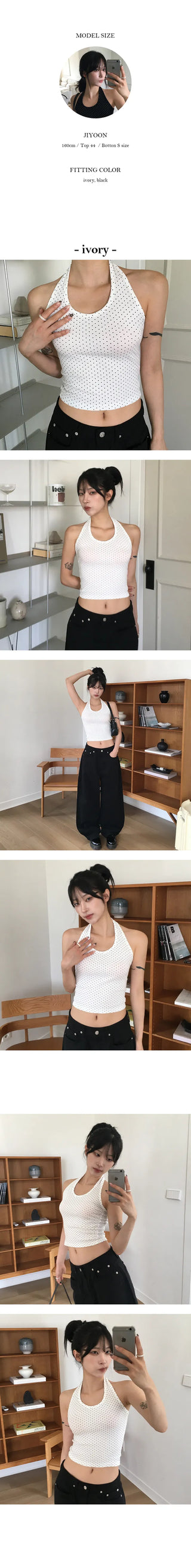 Dot Halter Crop Nashi