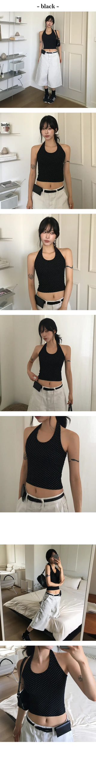 Dot Halter Crop Nashi