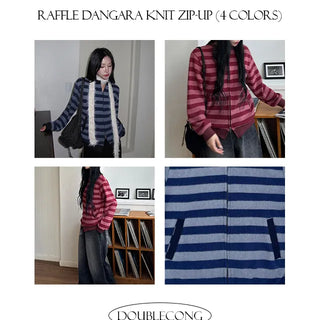 Ruffle Single breasted Fleece Knit Zip Up