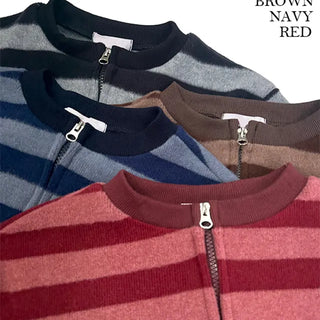 Ruffle Single breasted Fleece Knit Zip Up
