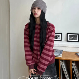 Ruffle Single breasted Fleece Knit Zip Up