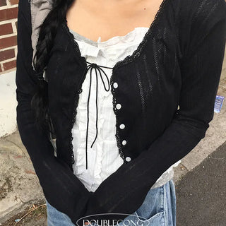 Bebe Lace Punching Cardigan