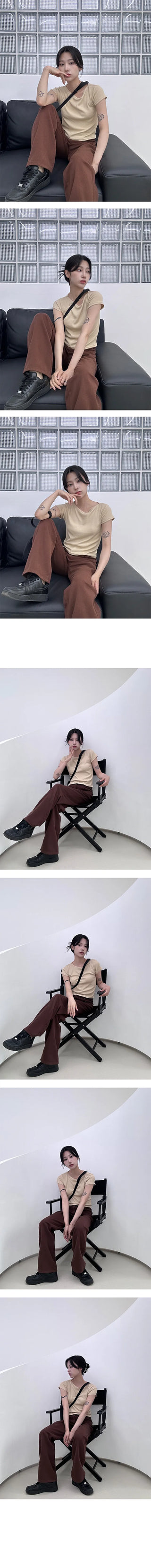Log Lip Neck Crop Golji Short Sleeve T Shirt