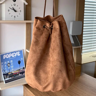 Suede bucket bag