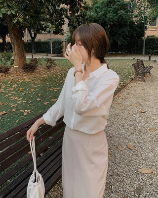 Striped Border Shirt Blouse