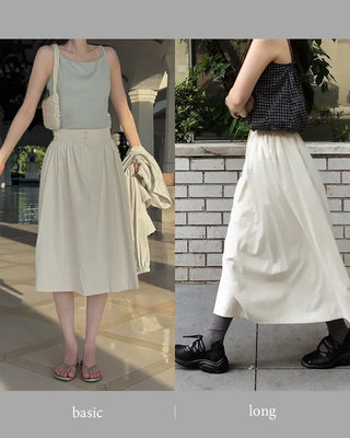 Two-button flared skirt