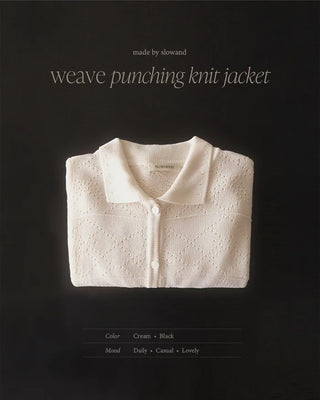 Perforated Collar Knit Jacket