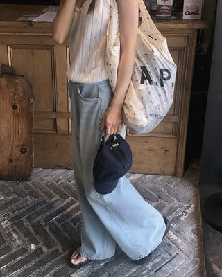 Real wide-leg denim pants