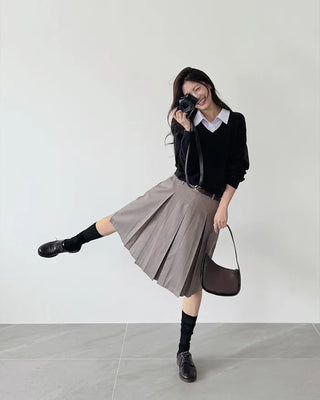 Shirt-layered knit