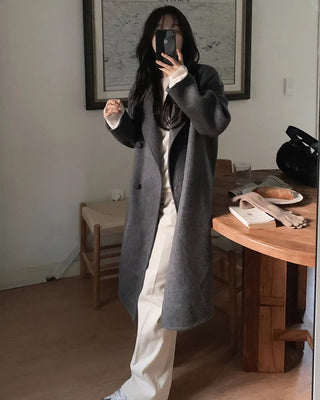 Wide cotton slacks with pleats