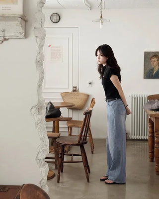 Summer wide denim pants
